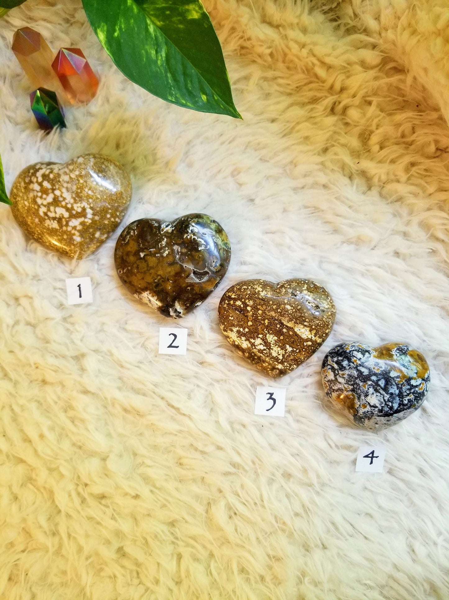 Ocean Jasper Hearts/ Gemstone Heart Carving for Crystal Healing/ Reiki/ Meditation