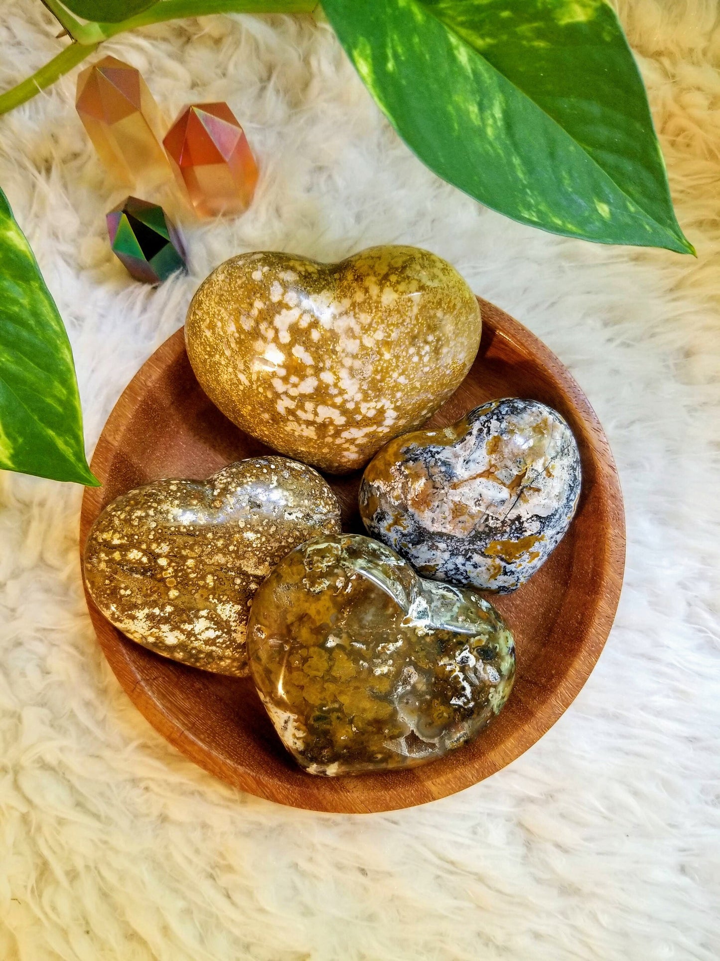 Ocean Jasper Hearts/ Gemstone Heart Carving for Crystal Healing/ Reiki/ Meditation