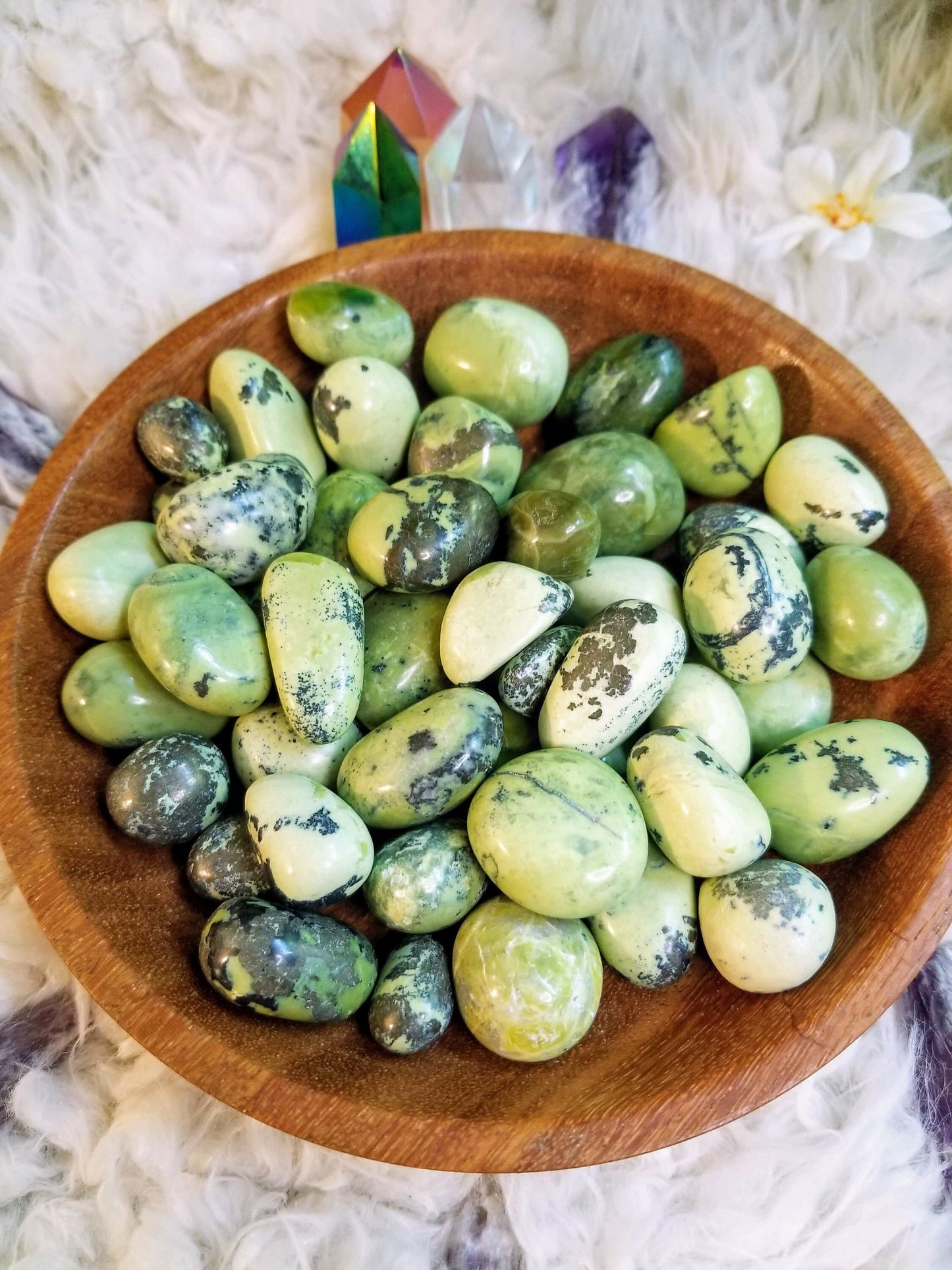 Serpentine Tumbled Stone from Peru/ Polished Serpentine Pebble/ for Crystal Healing/ Crystal Grids/ Reiki/ Meditation/ Energywork