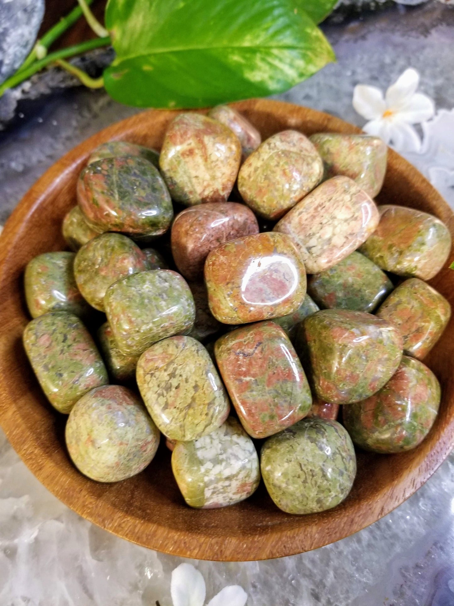 Unakite Tumbled Stone/ Polished Pebbles/ for Crystal Healing and Grids/ Reiki/ Meditation/ Energy Work/ Gem and Mineral Collecting/ Gifts