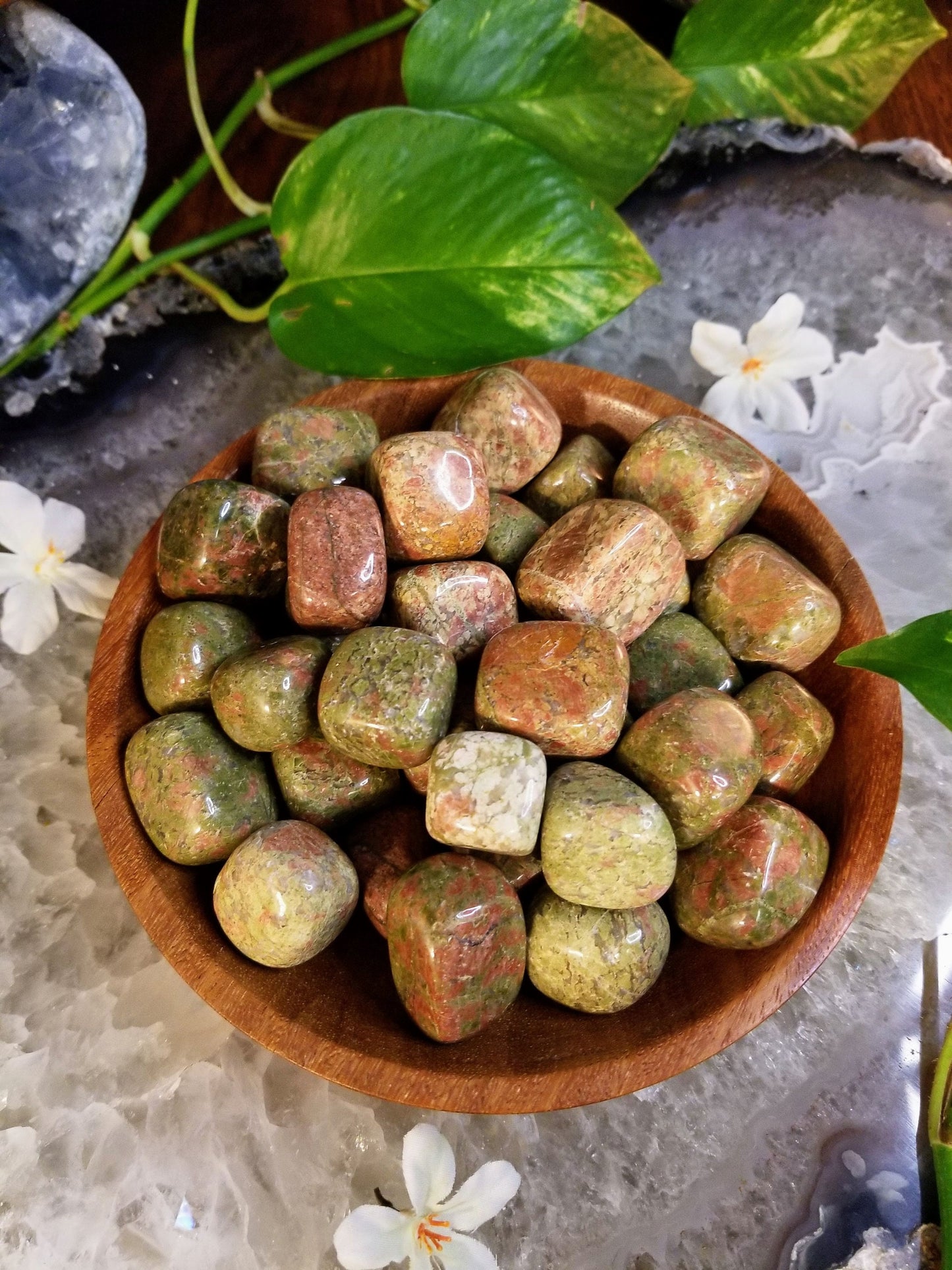 Unakite Tumbled Stone/ Polished Pebbles/ for Crystal Healing and Grids/ Reiki/ Meditation/ Energy Work/ Gem and Mineral Collecting/ Gifts