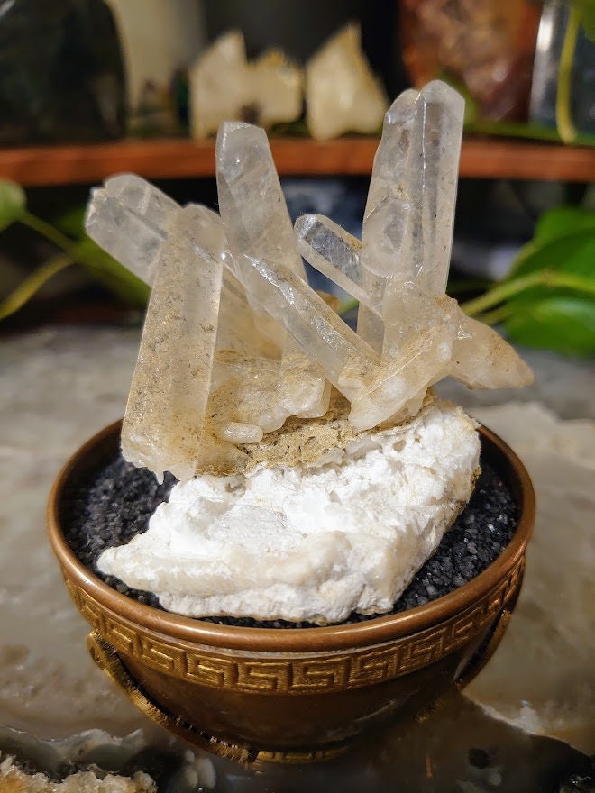 Calcite Cluster on Mordenite Matrix from India for Altar and Desk Decor / Collection / Gifting