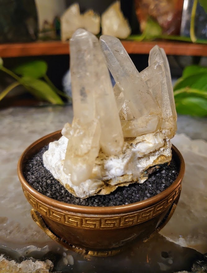 Calcite Cluster on Mordenite Matrix from India for Altar and Desk Decor / Collection / Gifting