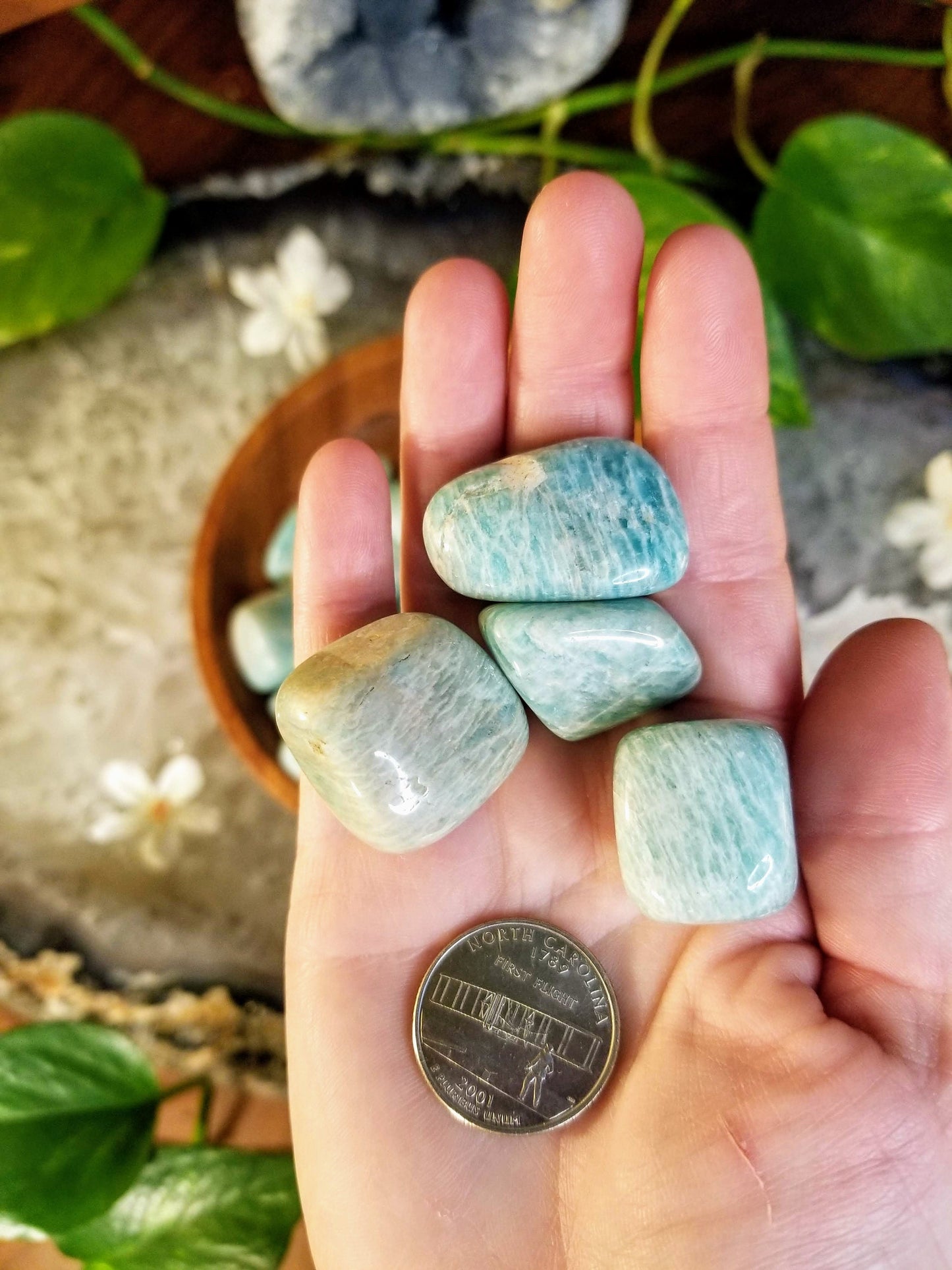 Amazonite Tumbled Stone from Brazil / Polished Pebbles/ for Crystal Healing & Grids/ Reiki/ Meditation/ Energy Work / Mineral Collecting