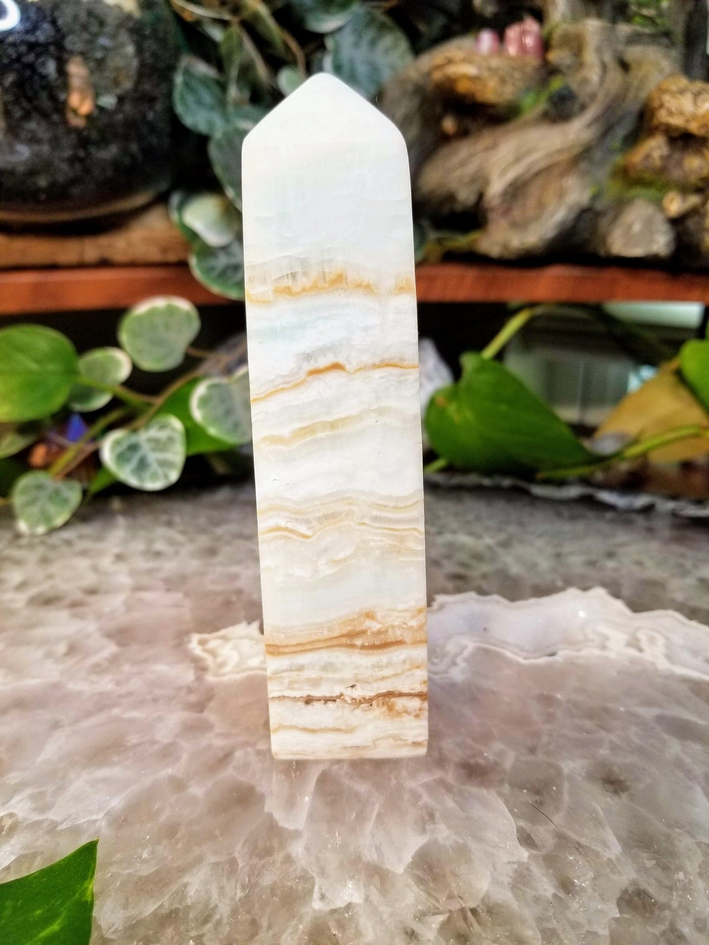 Blue Aragonite Obelisk/ Point/ Tower/ for Crystal Healing/ Reiki/ Meditation/ Gifts/ Mineral Collecting/ Gemstone Home & Altar Decor