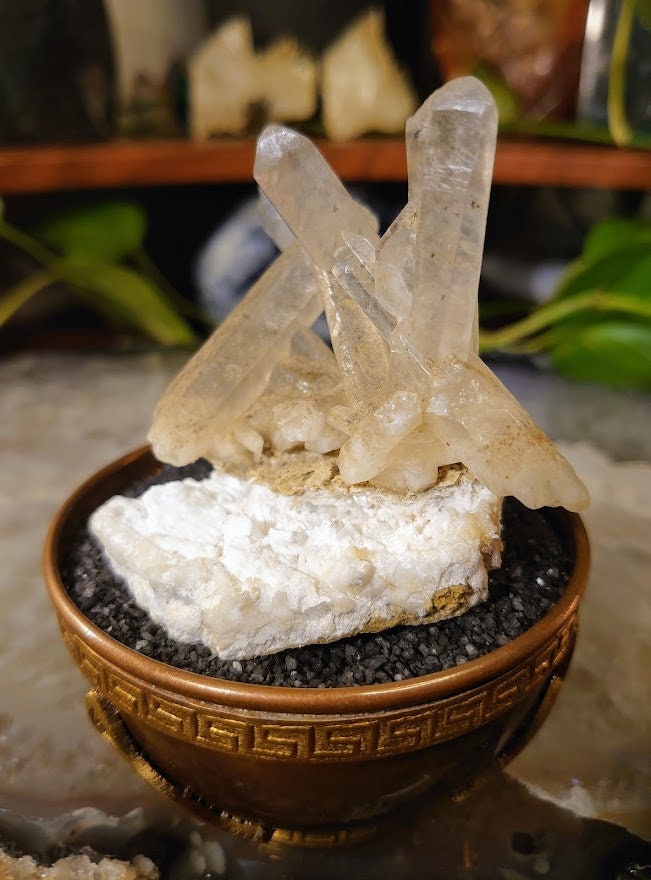 Calcite Cluster on Mordenite Matrix from India for Altar and Desk Decor / Collection / Gifting