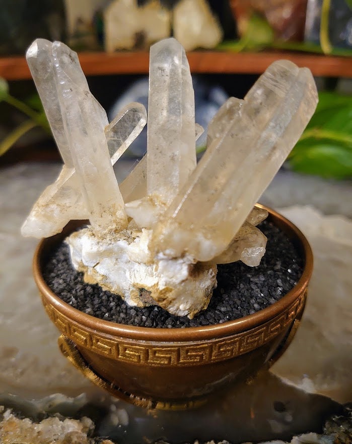 Calcite Cluster on Mordenite Matrix from India for Altar and Desk Decor / Collection / Gifting