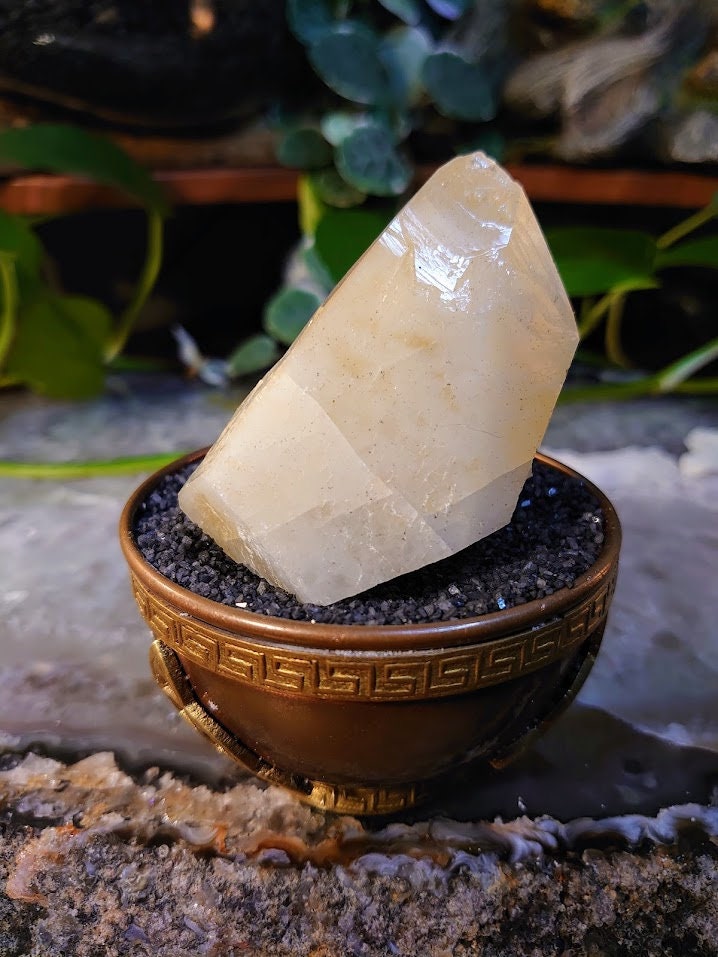 124g Golden Elmwood Dogtooth Calcite with Sphalerite from Carthage, Tennessee for Collection / Home and Altar Decor / Reiki / Meditation