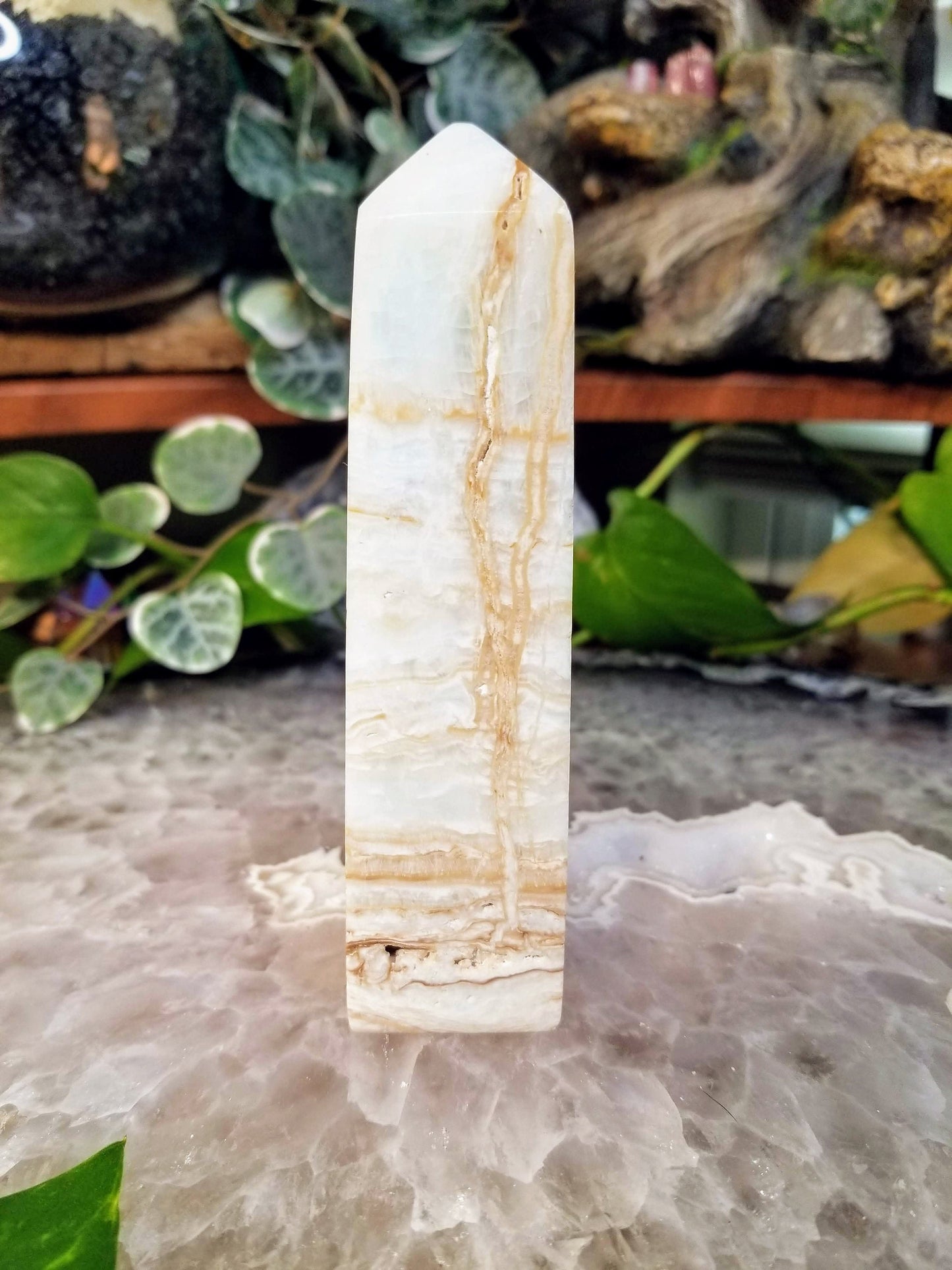 Blue Aragonite Obelisk/ Point/ Tower/ for Crystal Healing/ Reiki/ Meditation/ Gifts/ Mineral Collecting/ Gemstone Home & Altar Decor