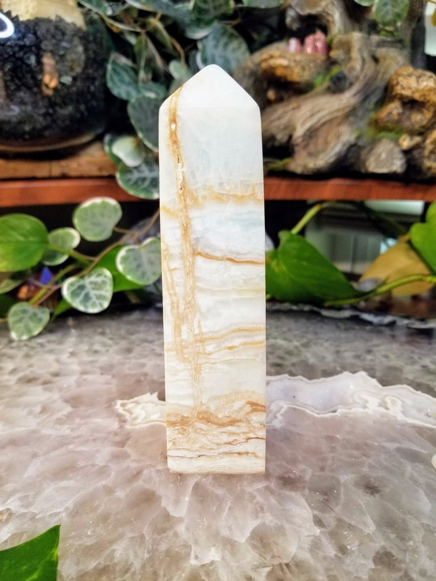 Blue Aragonite Obelisk/ Point/ Tower/ for Crystal Healing/ Reiki/ Meditation/ Gifts/ Mineral Collecting/ Gemstone Home & Altar Decor