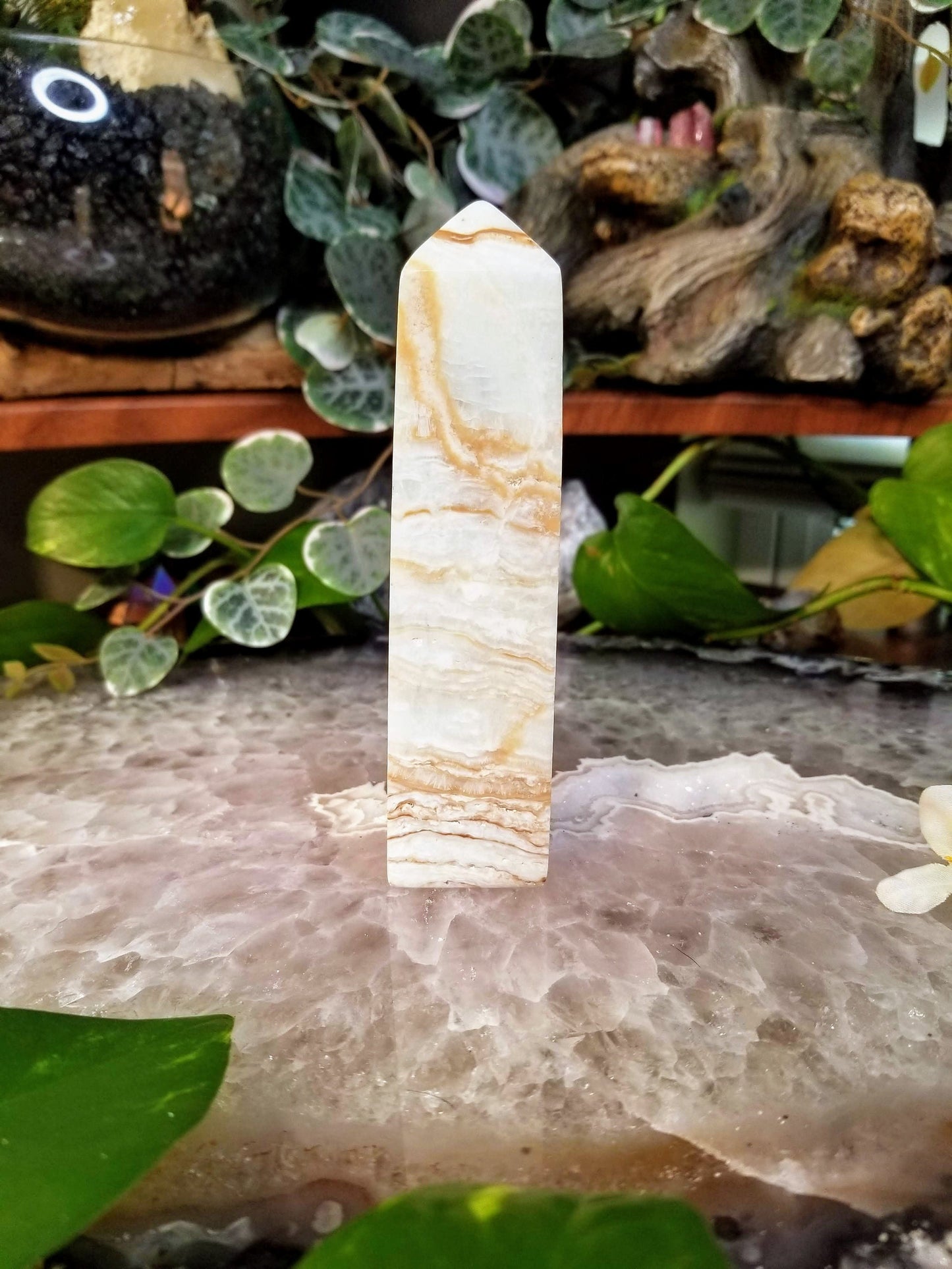 Blue Aragonite Obelisk/ Point/ Tower/ for Crystal Healing/ Reiki/ Meditation/ Gifts/ Mineral Collecting/ Gemstone Home & Altar Decor