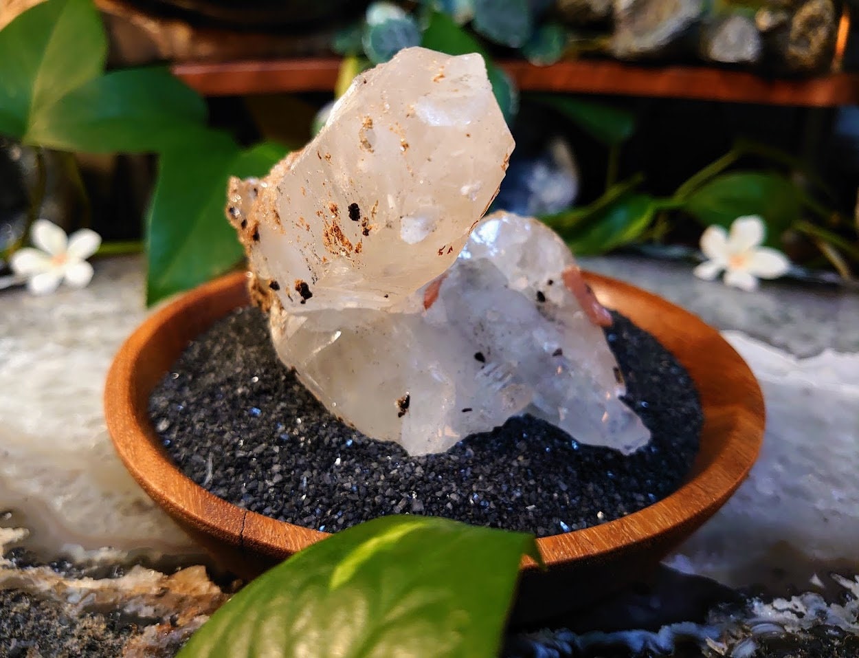 Quartz Cluster with Inesite Blades and Hubeite Druzy from Huangxi District, China for Collection / Home & Altar Decor / Unique / Energy Work