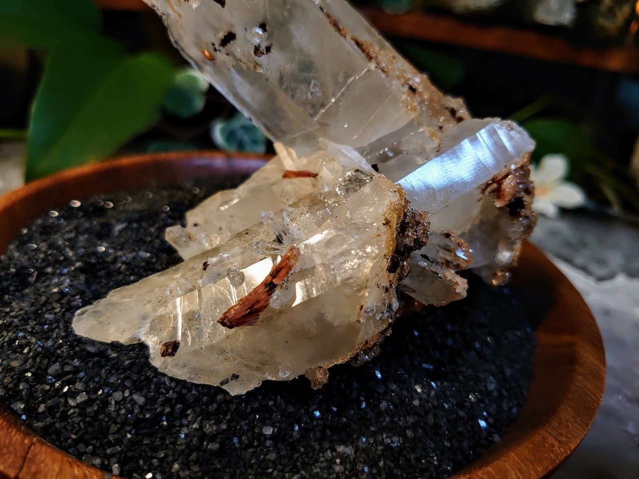 Quartz Cluster with Inesite Blades and Hubeite Druzy from Huangxi District, China for Collection / Home & Altar Decor / Unique / Energy Work