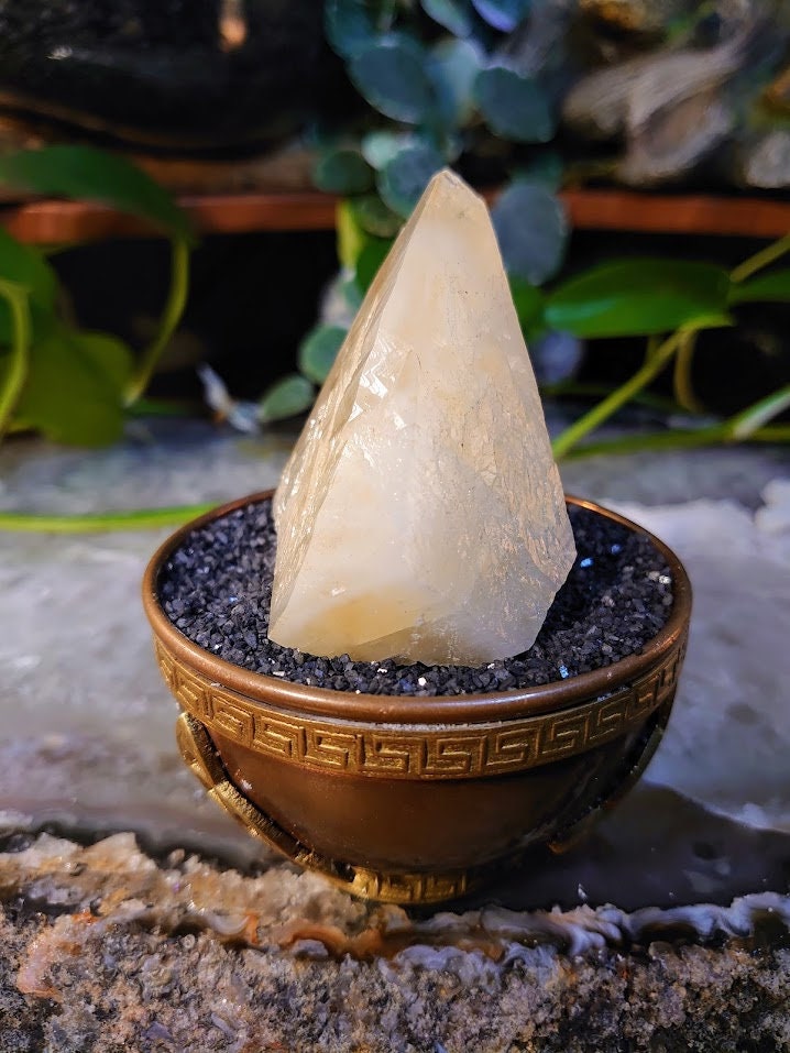 124g Golden Elmwood Dogtooth Calcite with Sphalerite from Carthage, Tennessee for Collection / Home and Altar Decor / Reiki / Meditation