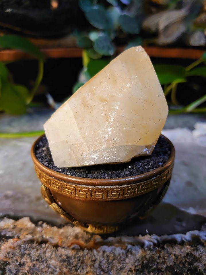 124g Golden Elmwood Dogtooth Calcite with Sphalerite from Carthage, Tennessee for Collection / Home and Altar Decor / Reiki / Meditation