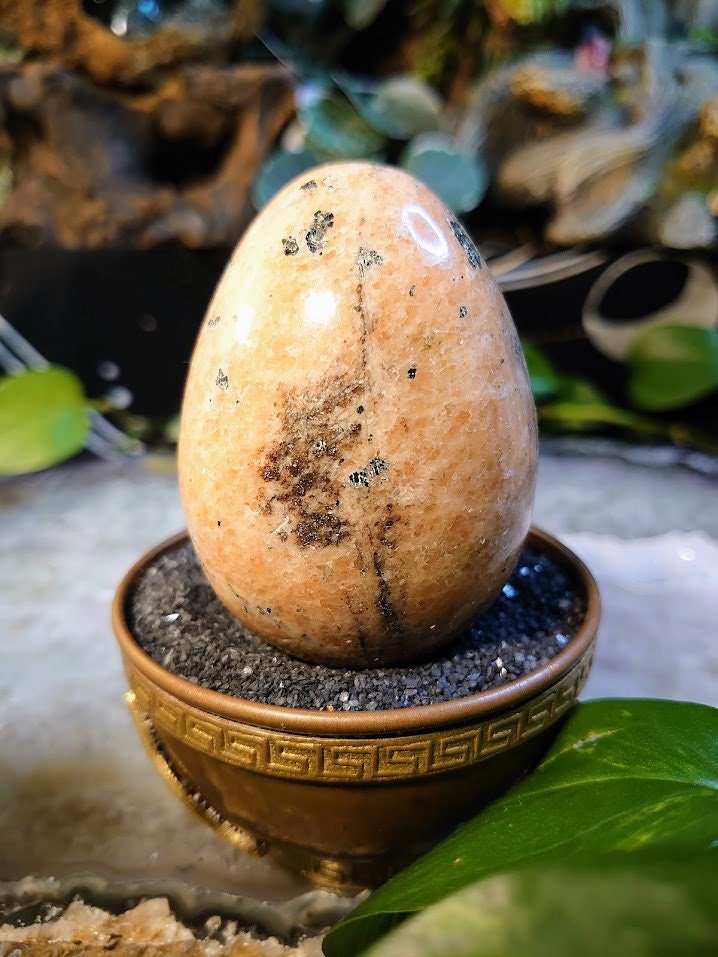 3" Orange Calcite Egg from Madagascar for Crystal Healing/ Gemstone Home Decor / Meditation