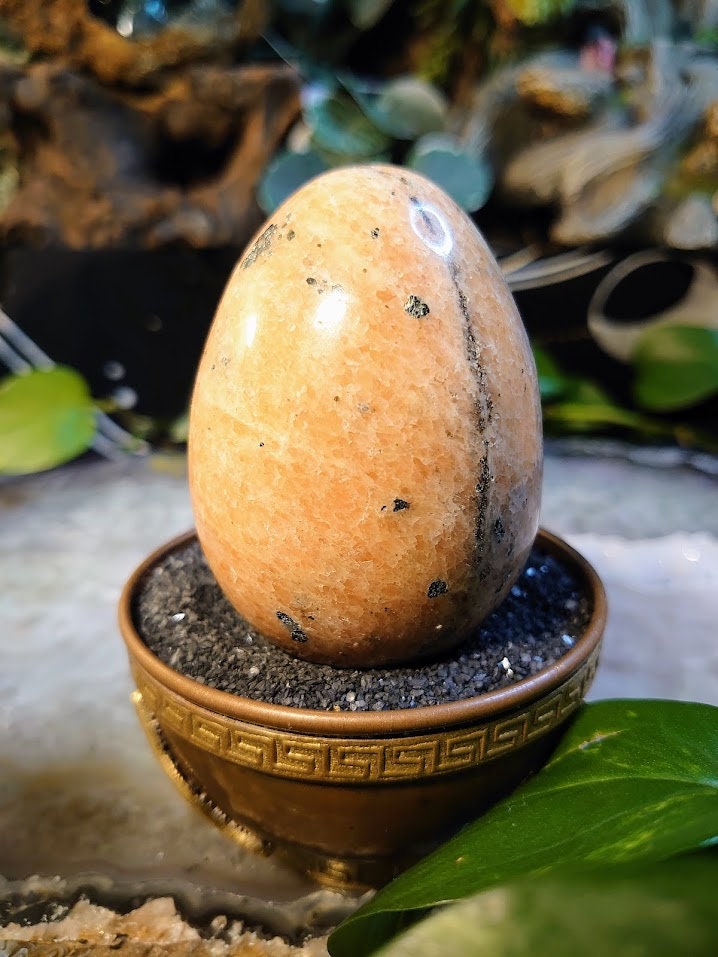 3" Orange Calcite Egg from Madagascar for Crystal Healing/ Gemstone Home Decor / Meditation