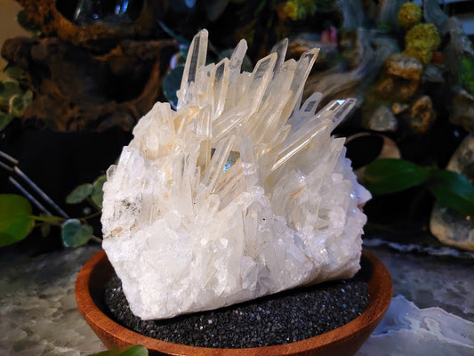 1,426g Aesthetic Needle Quartz Cluster with a Pyrite Cube Inclusion from Peru for Home and Altar Decor / Collection / Energy