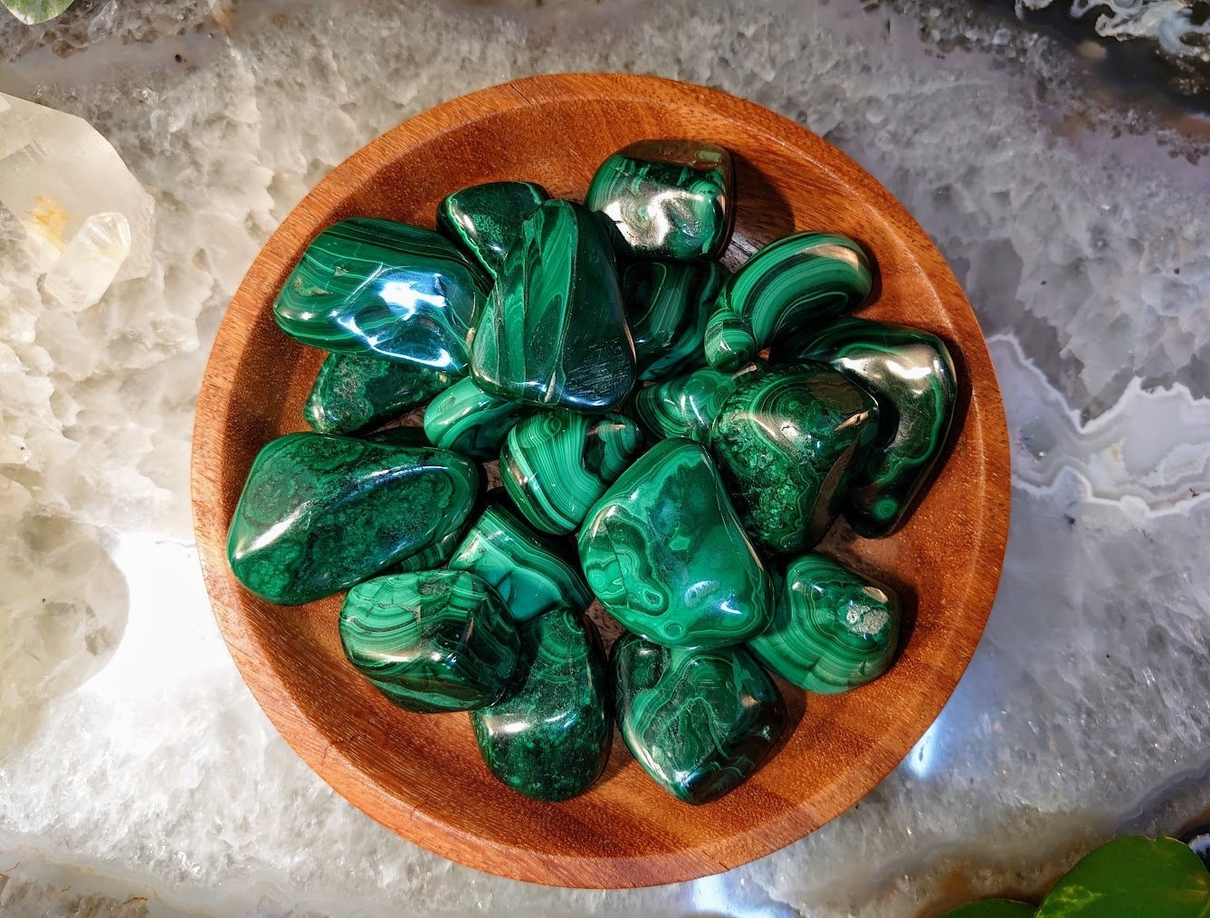 1.5"-2.0" Malachite Tumbled Stone Medium Sized / Polished Pebble / for Crystal Healing & Grids / Reiki / Meditation / Energy Work / Gifts