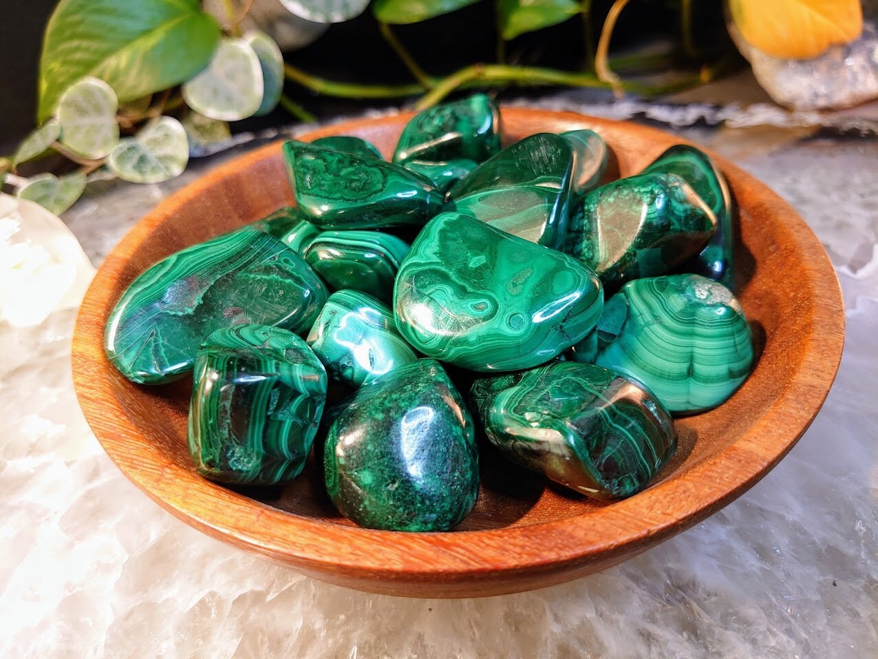 1.5"-2.0" Malachite Tumbled Stone Medium Sized / Polished Pebble / for Crystal Healing & Grids / Reiki / Meditation / Energy Work / Gifts