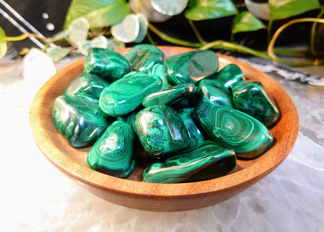 1.5"-2.0" Malachite Tumbled Stone Medium Sized / Polished Pebble / for Crystal Healing & Grids / Reiki / Meditation / Energy Work / Gifts