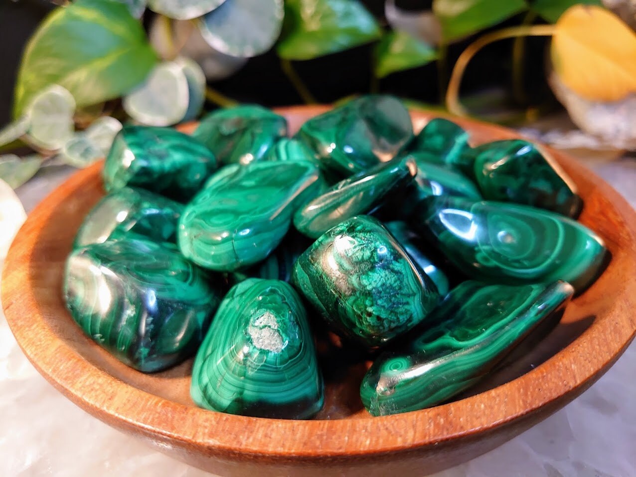 1.5"-2.0" Malachite Tumbled Stone Medium Sized / Polished Pebble / for Crystal Healing & Grids / Reiki / Meditation / Energy Work / Gifts