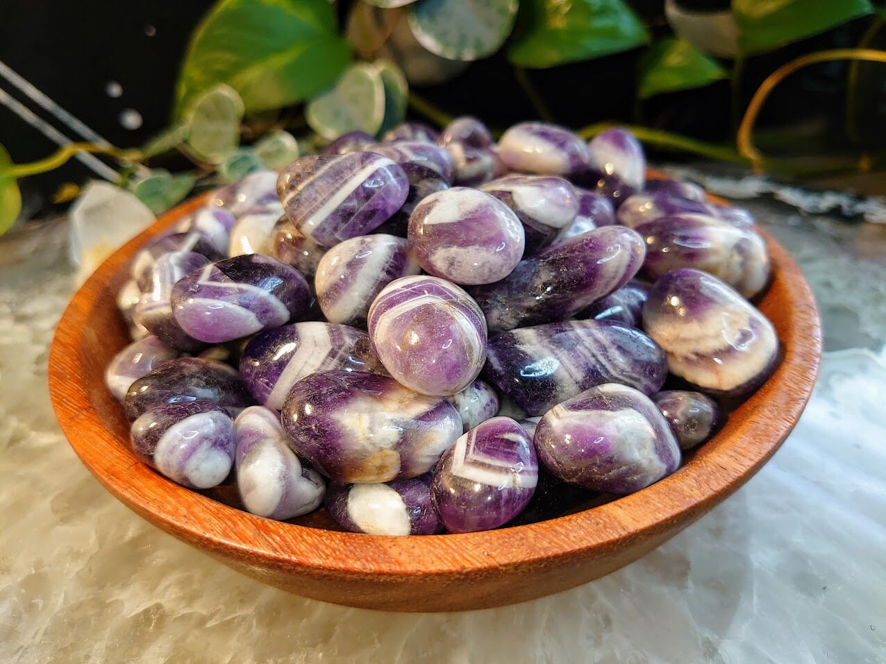 1"-1.5" Chevron Amethyst Tumbled Stone / Polished Pebble / for Crystal Healing & Grids/ Reiki/ Meditation/ Energy Work / Gifts