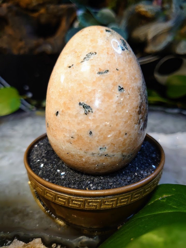 3" Orange Calcite Egg from Madagascar for Crystal Healing/ Gemstone Home Decor / Meditation