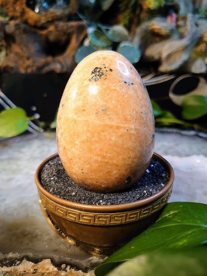 3" Orange Calcite Egg from Madagascar for Crystal Healing/ Gemstone Home Decor / Meditation