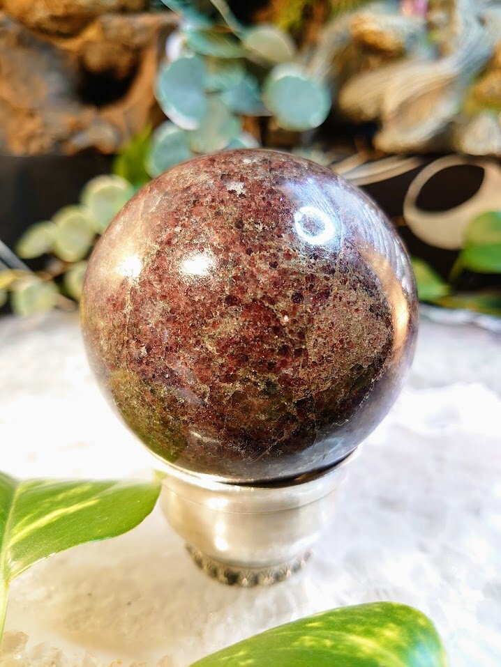 3" Red Garnet Sphere from Madagascar for Crystal Healing/ Gemstone Home and Altar Decor/ Reiki/ Meditation