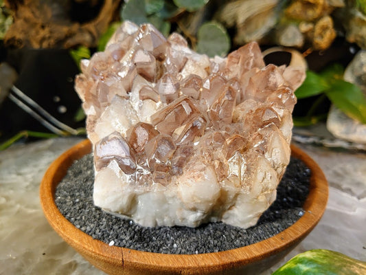 1,062g Lithium Colored Hematoid Quartz Cluster with Reddish Brown Phantoms from Zambia for Home and Altar Decor / Collection / Energy