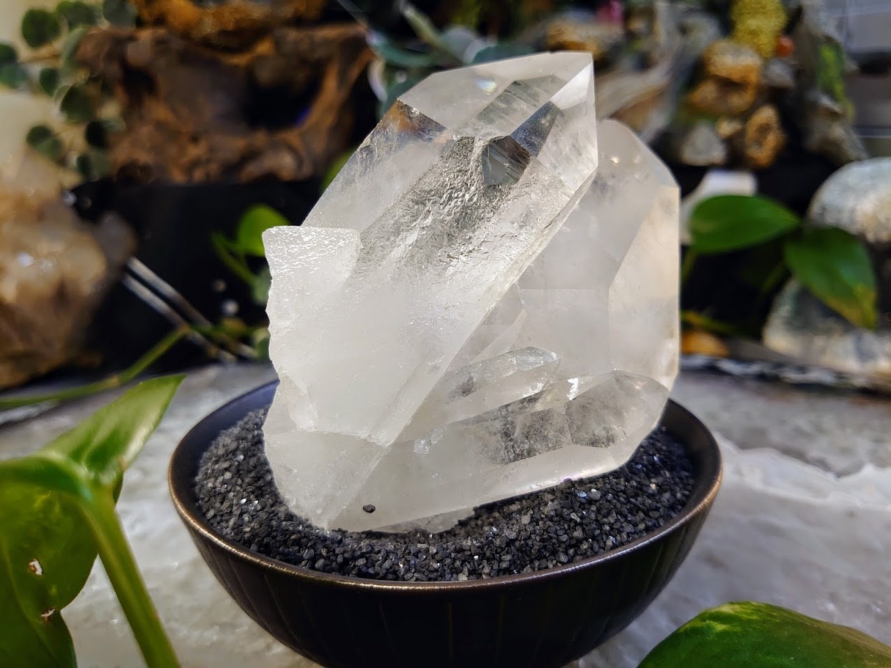 496g Clear Quartz Cluster with Double Terminated Tabular Crystal from Minas Gerais, Brazil for Crystal Healing / Meditation / Altar Decor