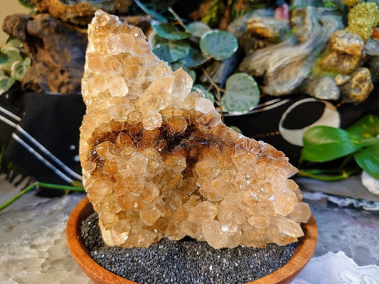 880g Large Natural Limonite Quartz/Citrine Cluster with Phantoms from Zambia, Africa for Crystal Healing / Reiki / Home & Altar Decor