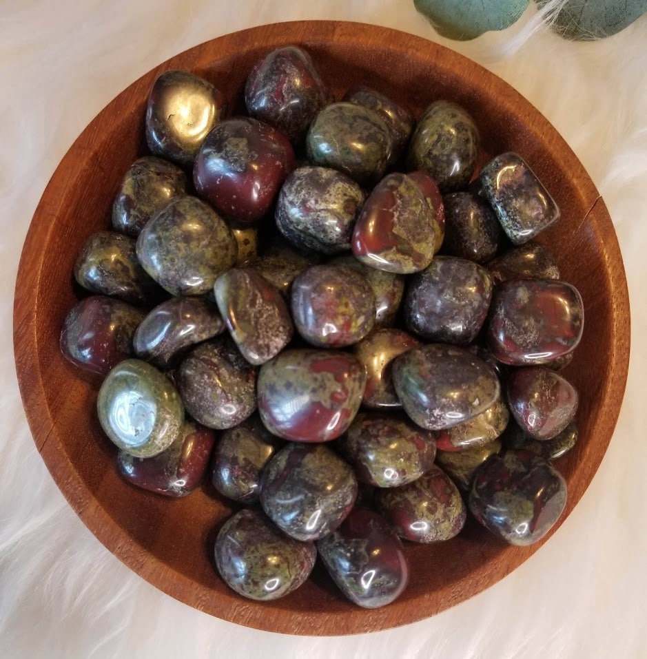 Tumbled Dragonstone/Bloodstone / Polished Pebble for Crystal Healing & Grids / Reiki / Meditation / Energy Work / Gifts