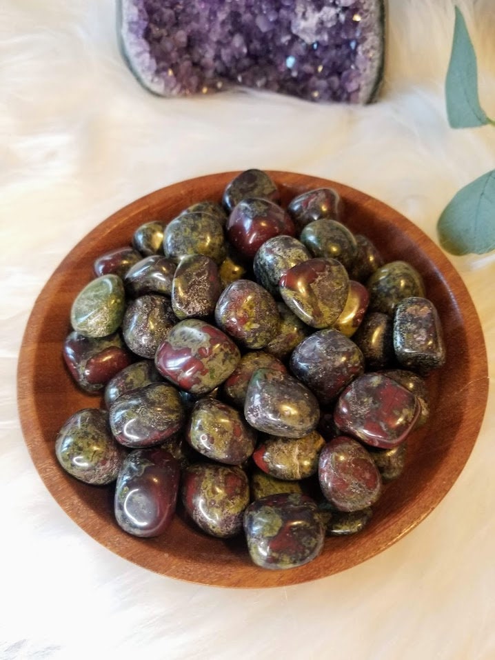 Tumbled Dragonstone/Bloodstone / Polished Pebble for Crystal Healing & Grids / Reiki / Meditation / Energy Work / Gifts