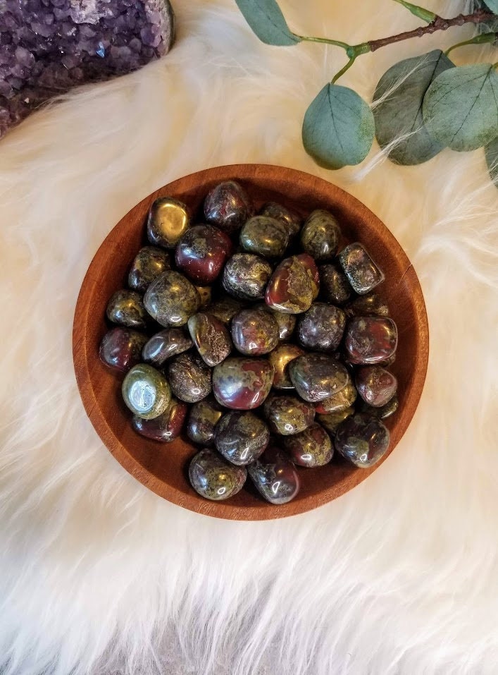 Tumbled Dragonstone/Bloodstone / Polished Pebble for Crystal Healing & Grids / Reiki / Meditation / Energy Work / Gifts