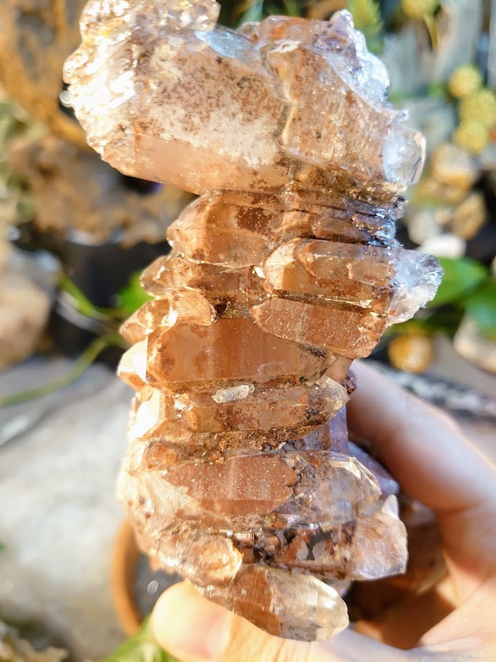 1,016g Large Red & Grey Hematoid Quartz Cluster with Dark Brown Claylike Phantoms from Zambia for Home and Altar Decor / Collection