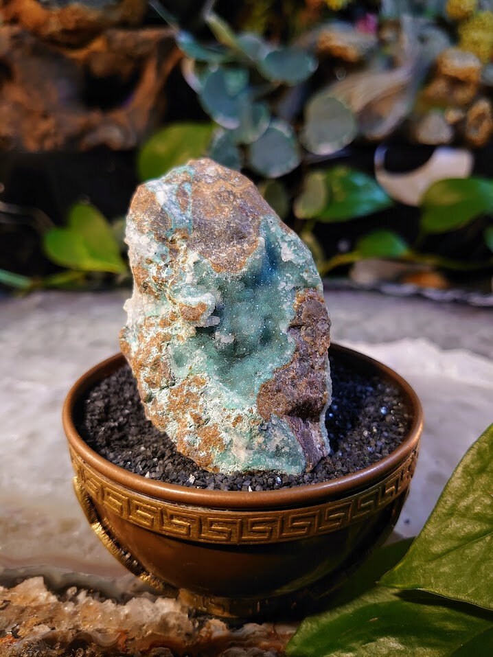 164g Natural Chrysocolla with Druzy on Matrix for Home and Altar Decor / Energy Work / Crystal Healing / Collection / Gifting for Her & Him