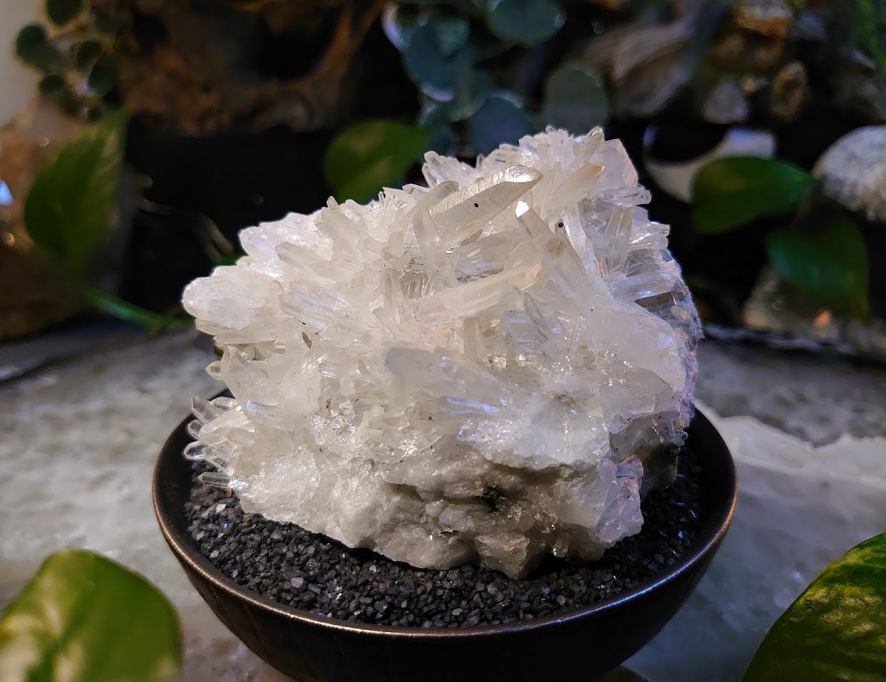 370g Needle Quartz Cluster with a Pyrite Cube Inclusion from Peru for Home and Altar Decor / Collection / Energy