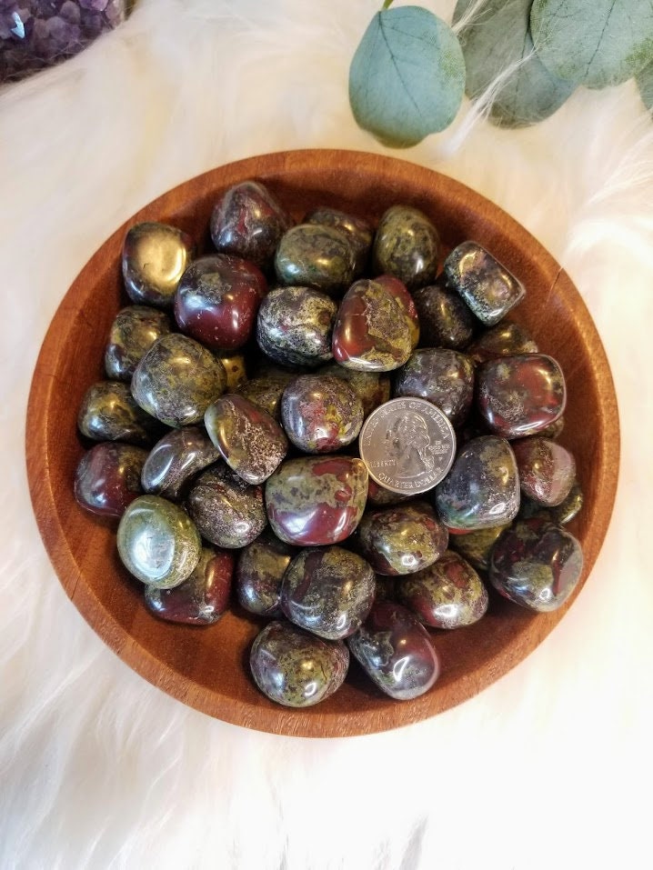 Tumbled Dragonstone/Bloodstone / Polished Pebble for Crystal Healing & Grids / Reiki / Meditation / Energy Work / Gifts