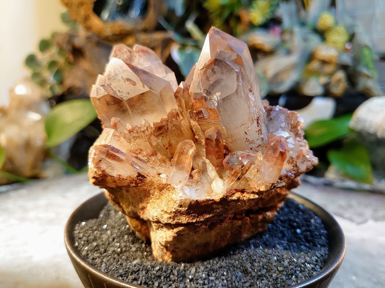 512g Red Hematoid Quartz Cluster with Phantoms from Karoi, Zimbabwe for Home and Altar Decor / Collection / Energy