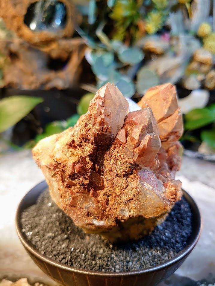 512g Red Hematoid Quartz Cluster with Phantoms from Karoi, Zimbabwe for Home and Altar Decor / Collection / Energy