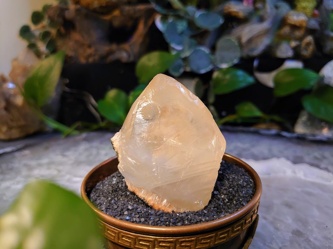 120.4g Golden Dogtooth Calcite Crystal with Rainbows from Maharashtra, India for Collection / Altar and Home Decor / Stellar Beam