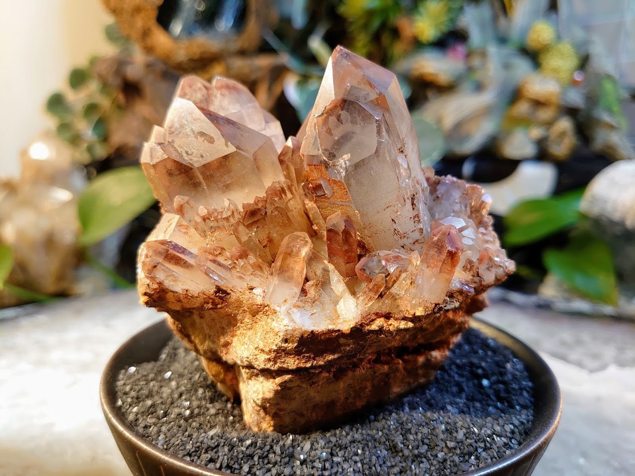 512g Red Hematoid Quartz Cluster with Phantoms from Karoi, Zimbabwe for Home and Altar Decor / Collection / Energy