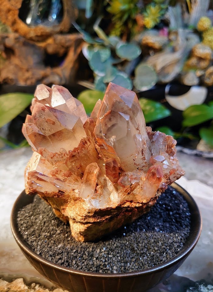 512g Red Hematoid Quartz Cluster with Phantoms from Karoi, Zimbabwe for Home and Altar Decor / Collection / Energy