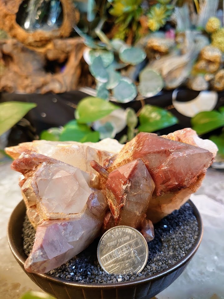 560g Red Hematoid Quartz Cluster with Phantoms from Karoi, Zimbabwe for Home and Altar Decor / Collection / Energy