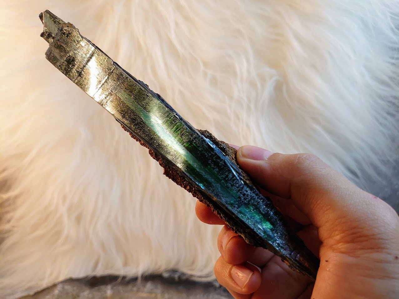 7 1/4" Green Vivianite Wand/Rod from Brazil for Crystal Healing / Mediation / Collection / Home & Altar Decor