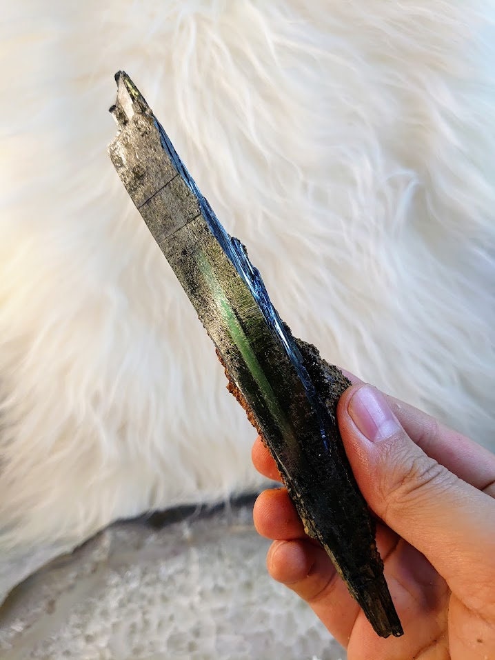 7 1/4" Green Vivianite Wand/Rod from Brazil for Crystal Healing / Mediation / Collection / Home & Altar Decor