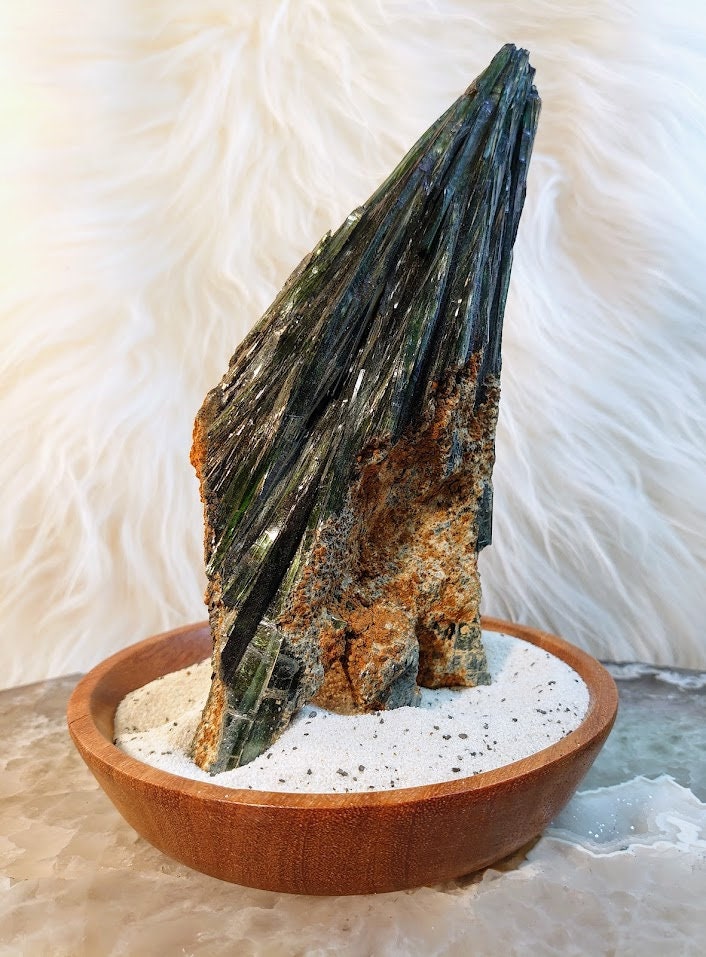 826g Large Green Vivianite Spray with Matrix from Brazil for Crystal Healing / Mediation / Collection / Home & Altar Decor