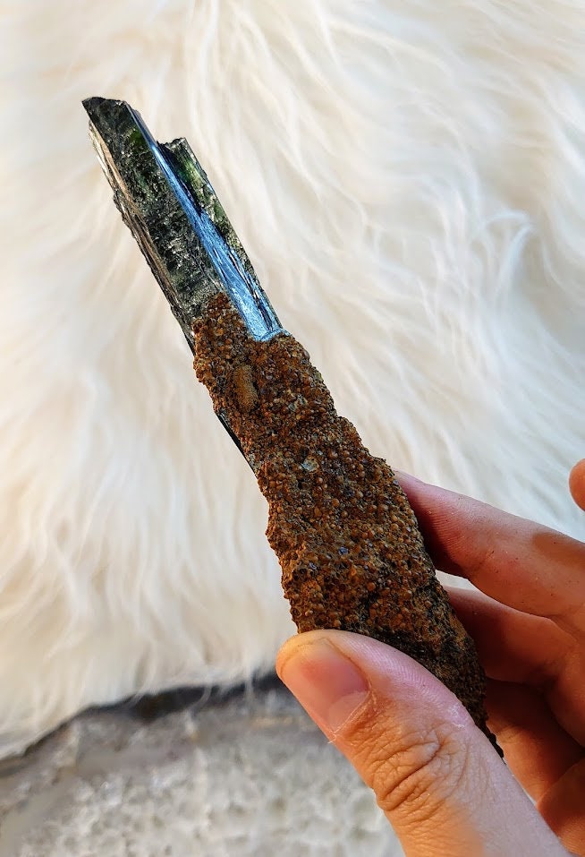 7 1/4" Green Vivianite Wand/Rod from Brazil for Crystal Healing / Mediation / Collection / Home & Altar Decor